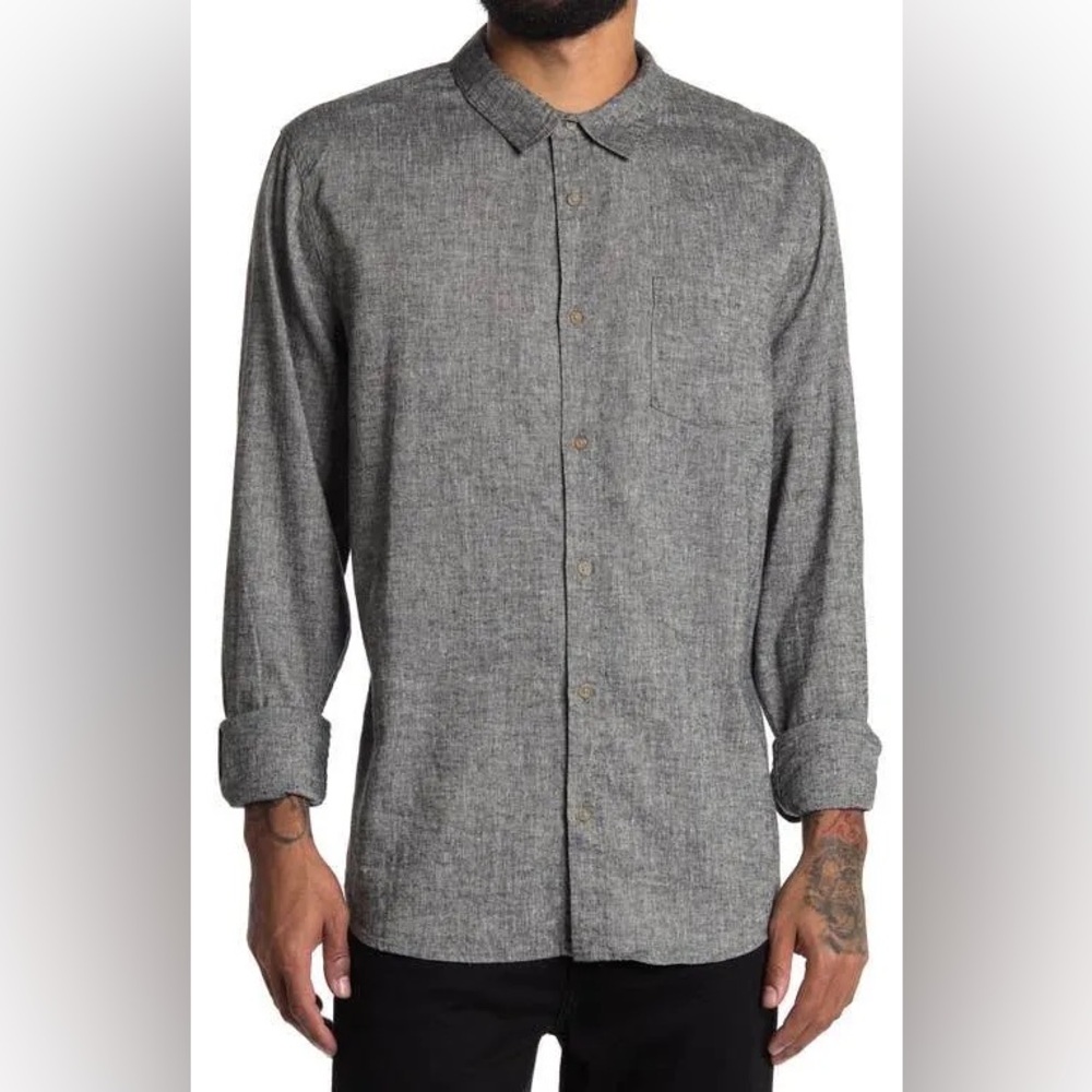 Marine Layer - Ashbury Woven Classic Button Down in Dark Heather Grey
